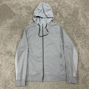 Lululemon Studio Hoodie Mens Large Heathered Slate Gray Full Zip Drawstring